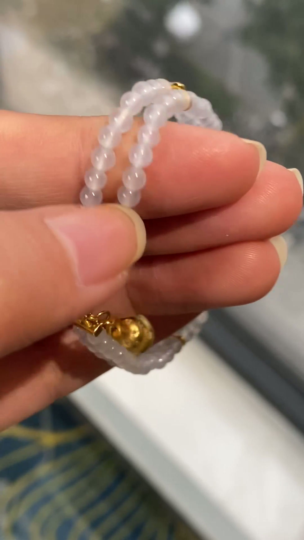Hình thu nhỏ: Lắc tay Chuỗi hạt kép ngọc Jadeite A vàng 18K