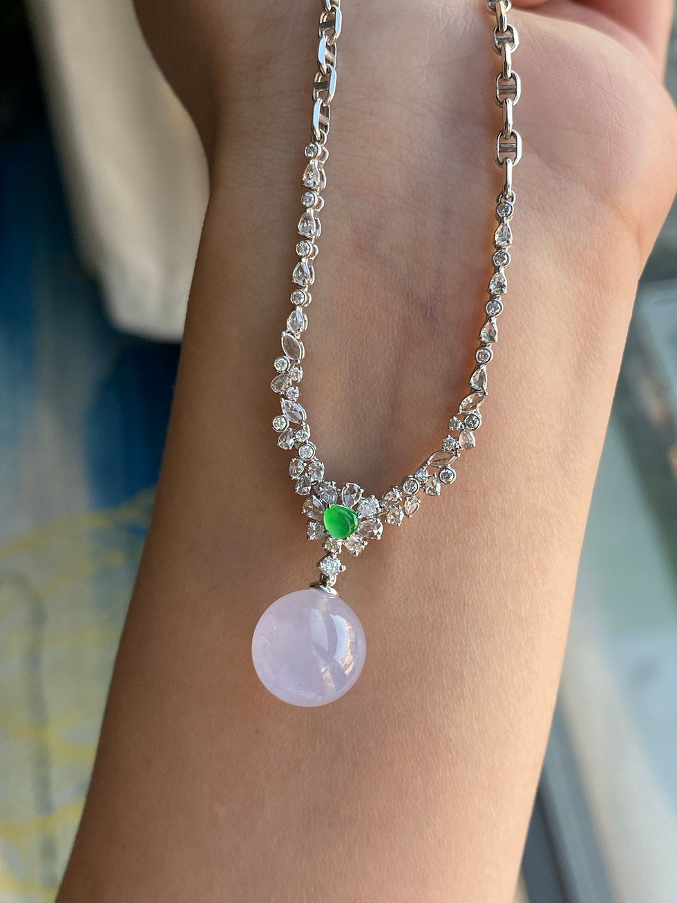 Hình thu nhỏ: Mặt dây chuyền Trân châu+kèm dây ngọc Jadeite A vàng 18K