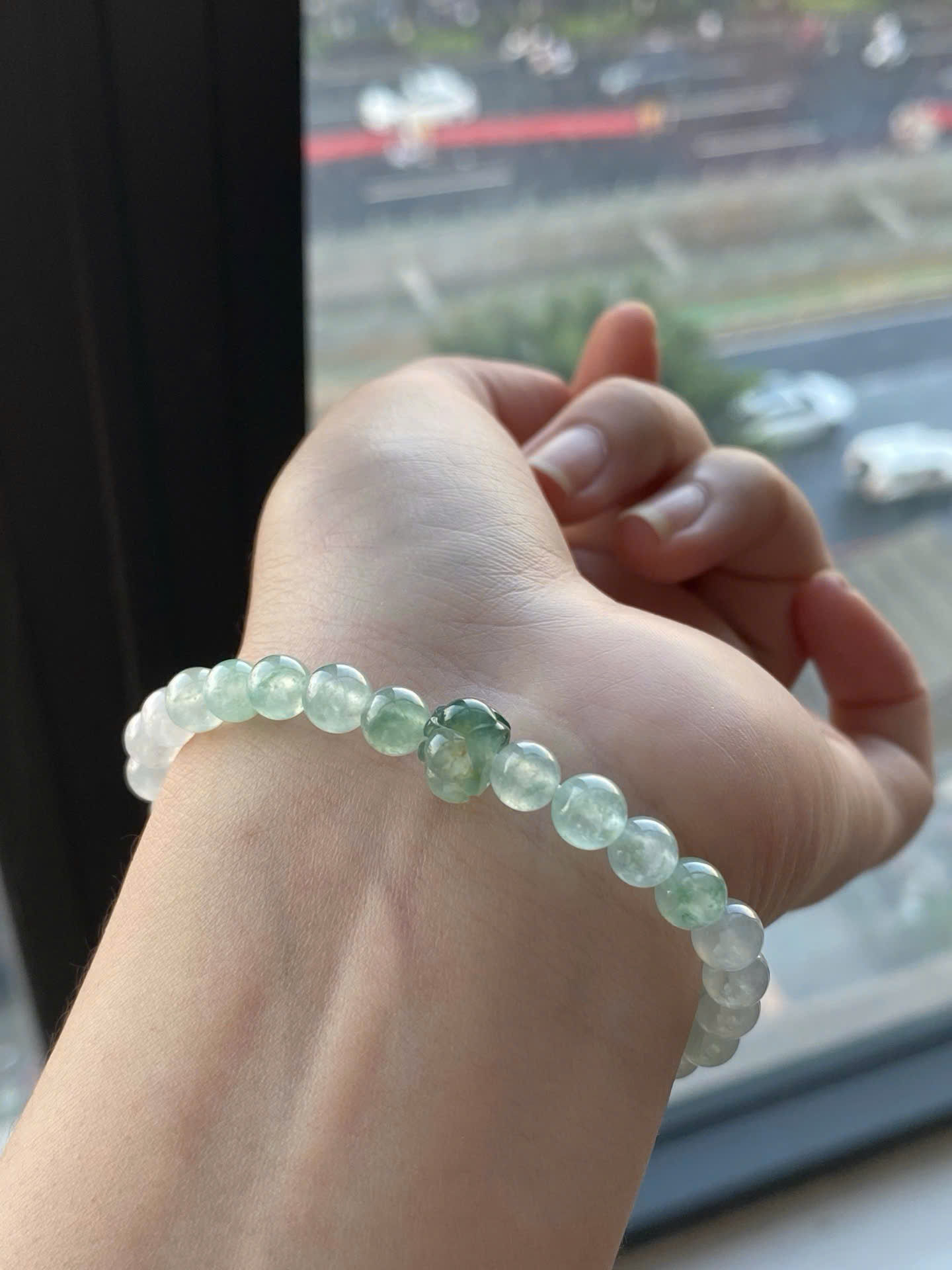 Chuỗi hạt Hoa sen ngọc Myanmar jadeite A bạc 925