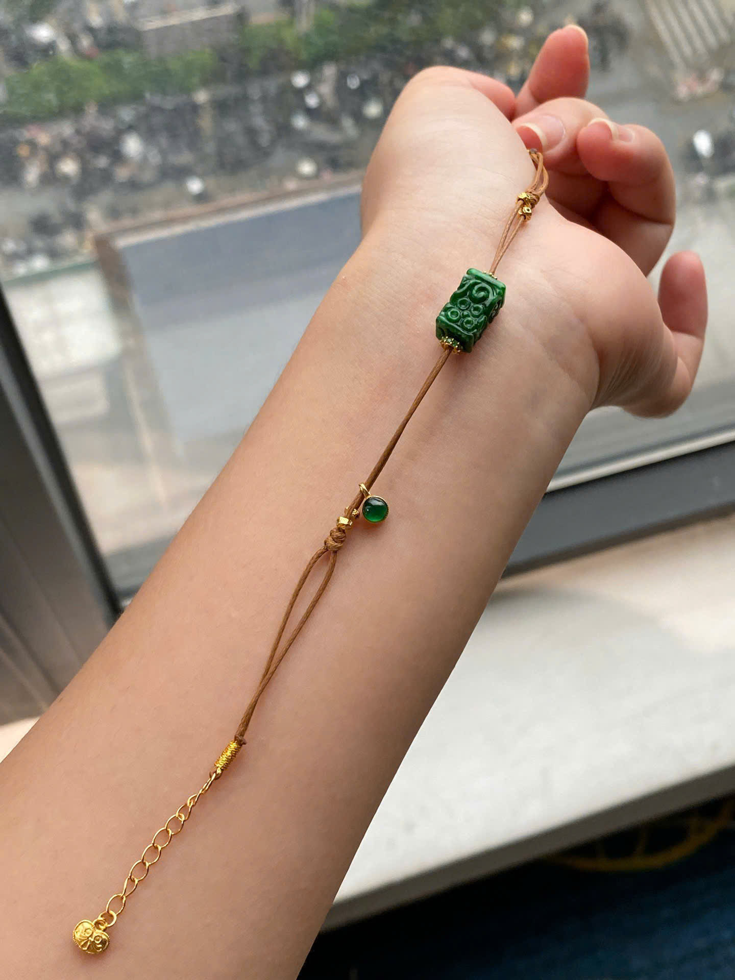 Lắc tay Lu thống ngọc Jadeite A bạc 925