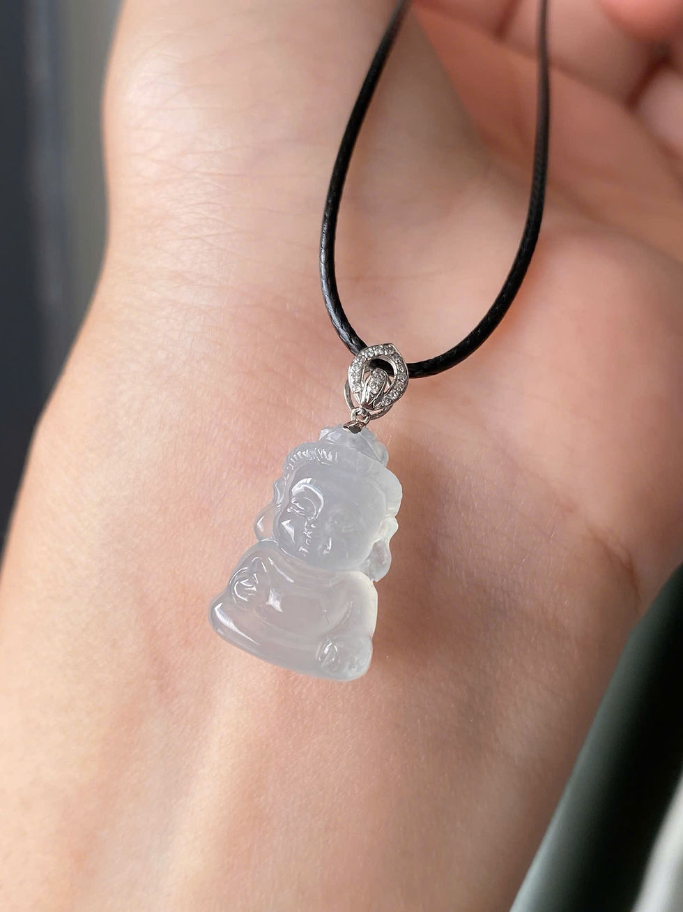 Hình thu nhỏ: Mặt dây chuyền Phật baby ngọc Jadeite vàng 18K