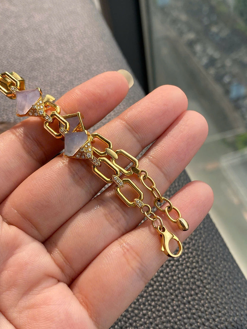 Hình thu nhỏ: Lắc tay freestyle ngọc Jadeite A vàng 18K