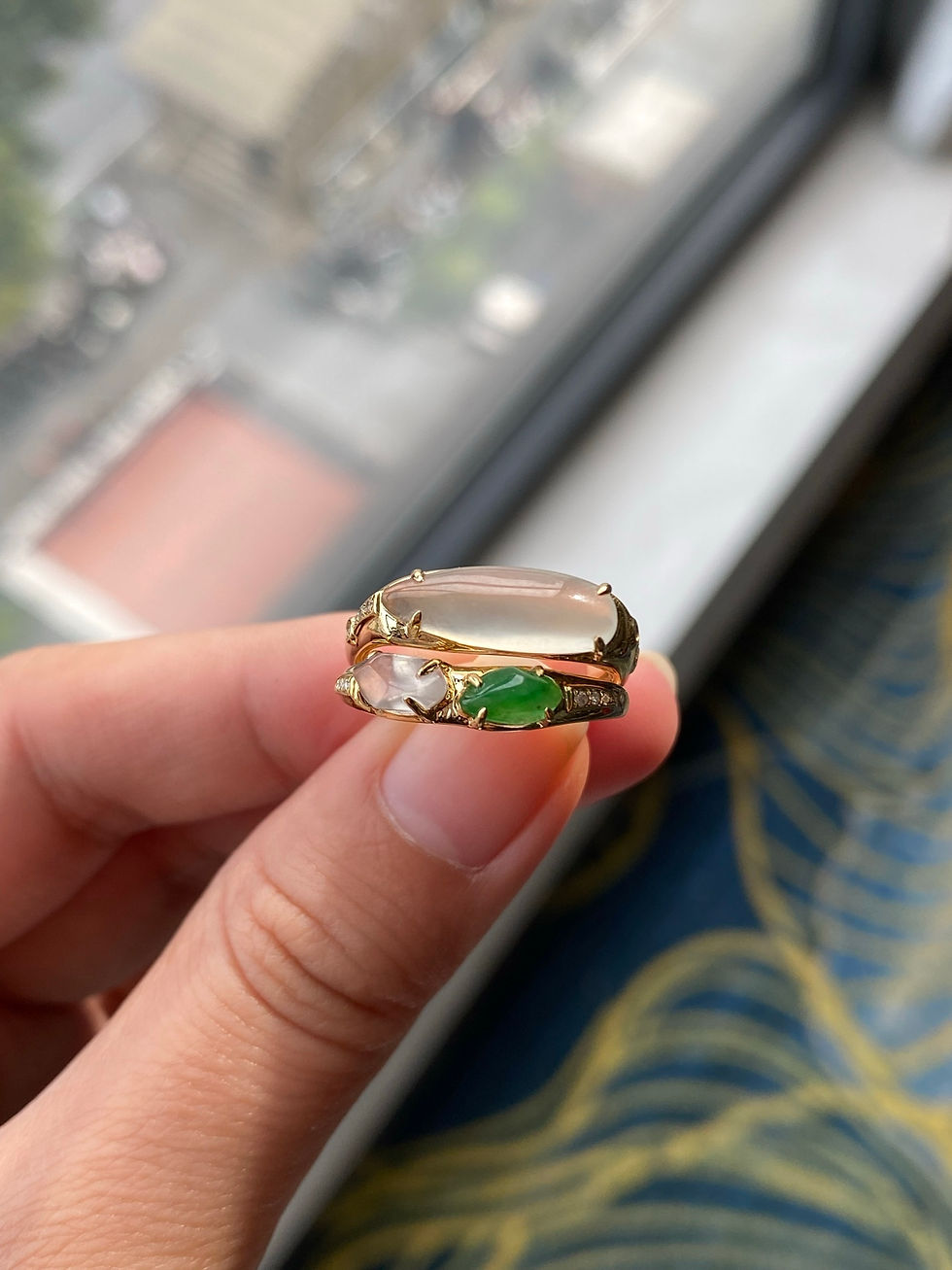 Hình thu nhỏ: Nhẫn Freestyle ngọc Jadeite A vàng 18K