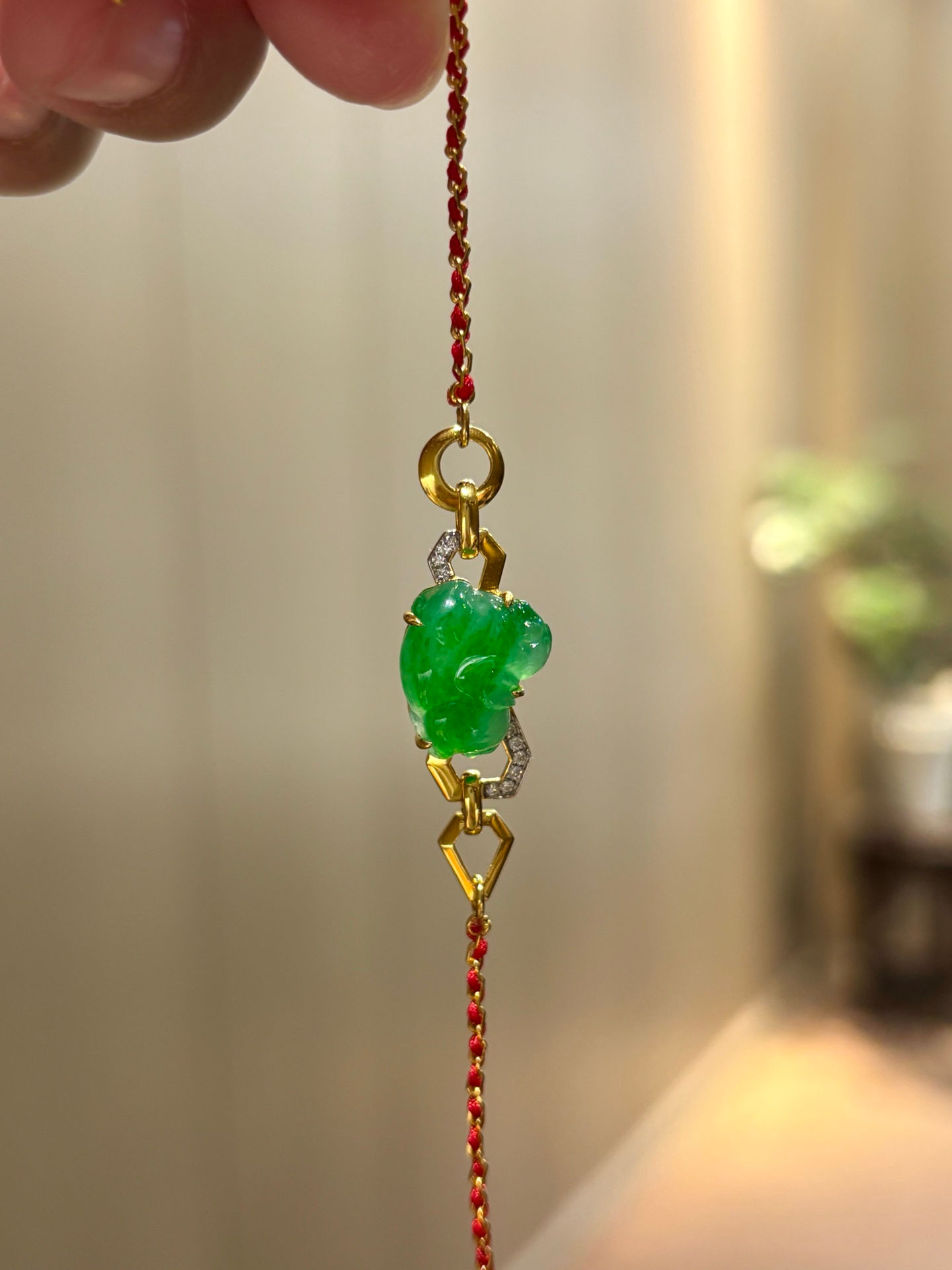 Lắc tay ngọc Jadeite A vàng 18K