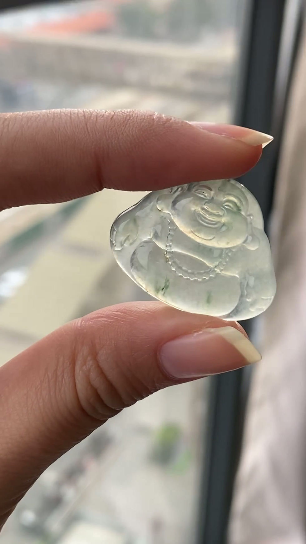 Hình thu nhỏ: Mặt dây chuyền Di Lặc ngọc Jadeite A