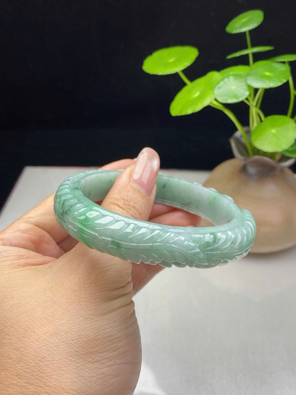 Hình thu nhỏ: Vòng ngọc Myanmar jadeite A ni 58.5