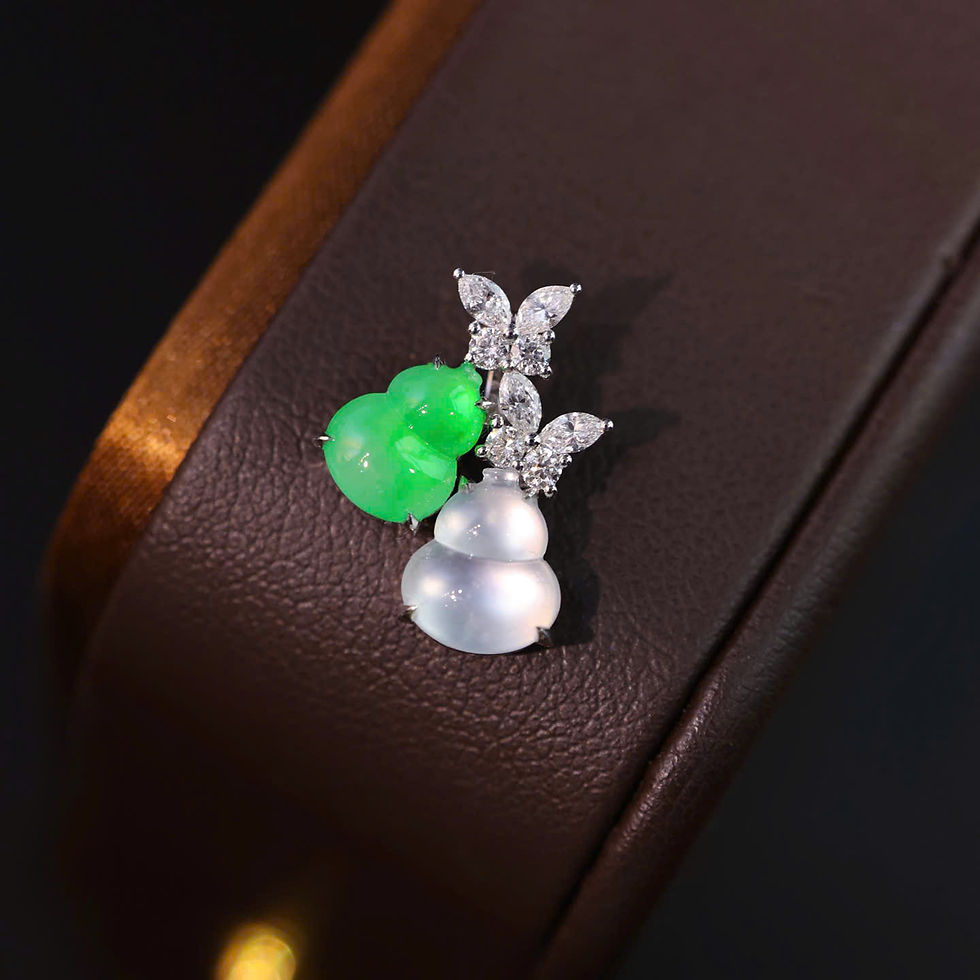 Hình thu nhỏ: Mặt dây chuyền Hồ lô kép ngọc Jadeite A vàng 18K