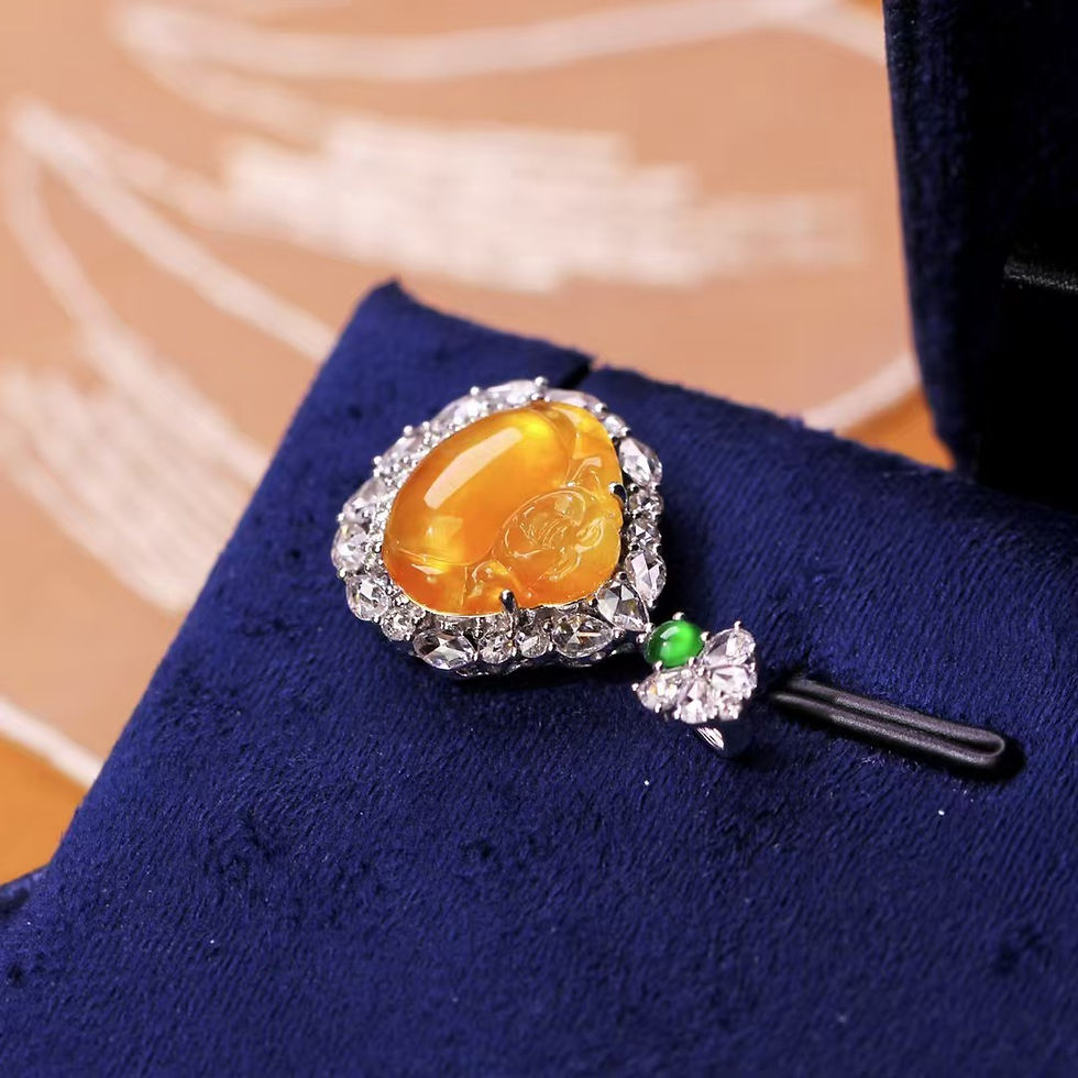 Hình thu nhỏ: Mặt dây chuyền Di lặc ngọc Jadeite A vàng 18K