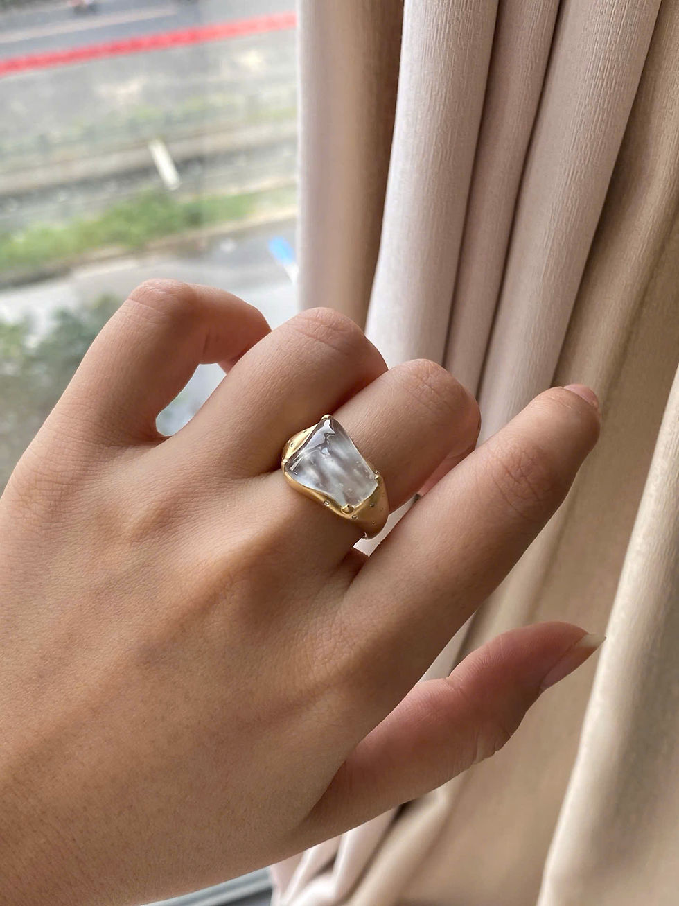 Hình thu nhỏ: Nhẫn Freestyle ngọc Jadeite A vàng 18K