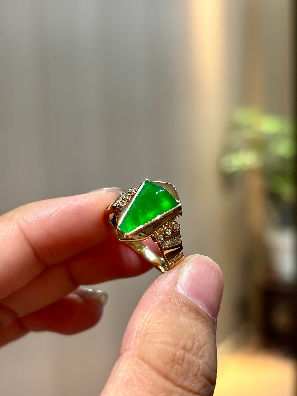 Hình thu nhỏ: Nhẫn thiết kế ni 14 ngọc Jadeite A vàng 18K