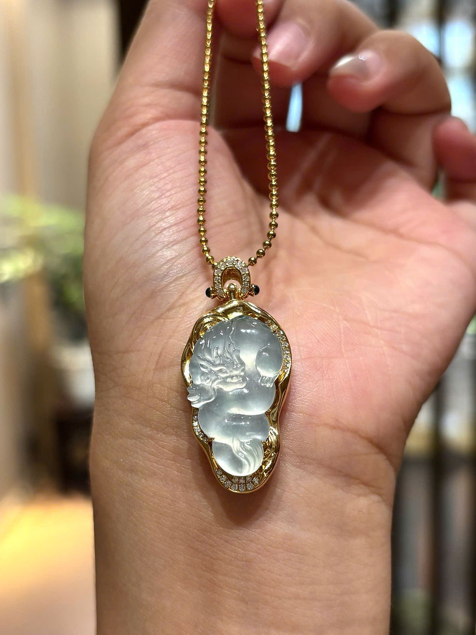 Hình thu nhỏ: Mặt dây chuyền Rồng ngọc Jadeite A vàng 18K