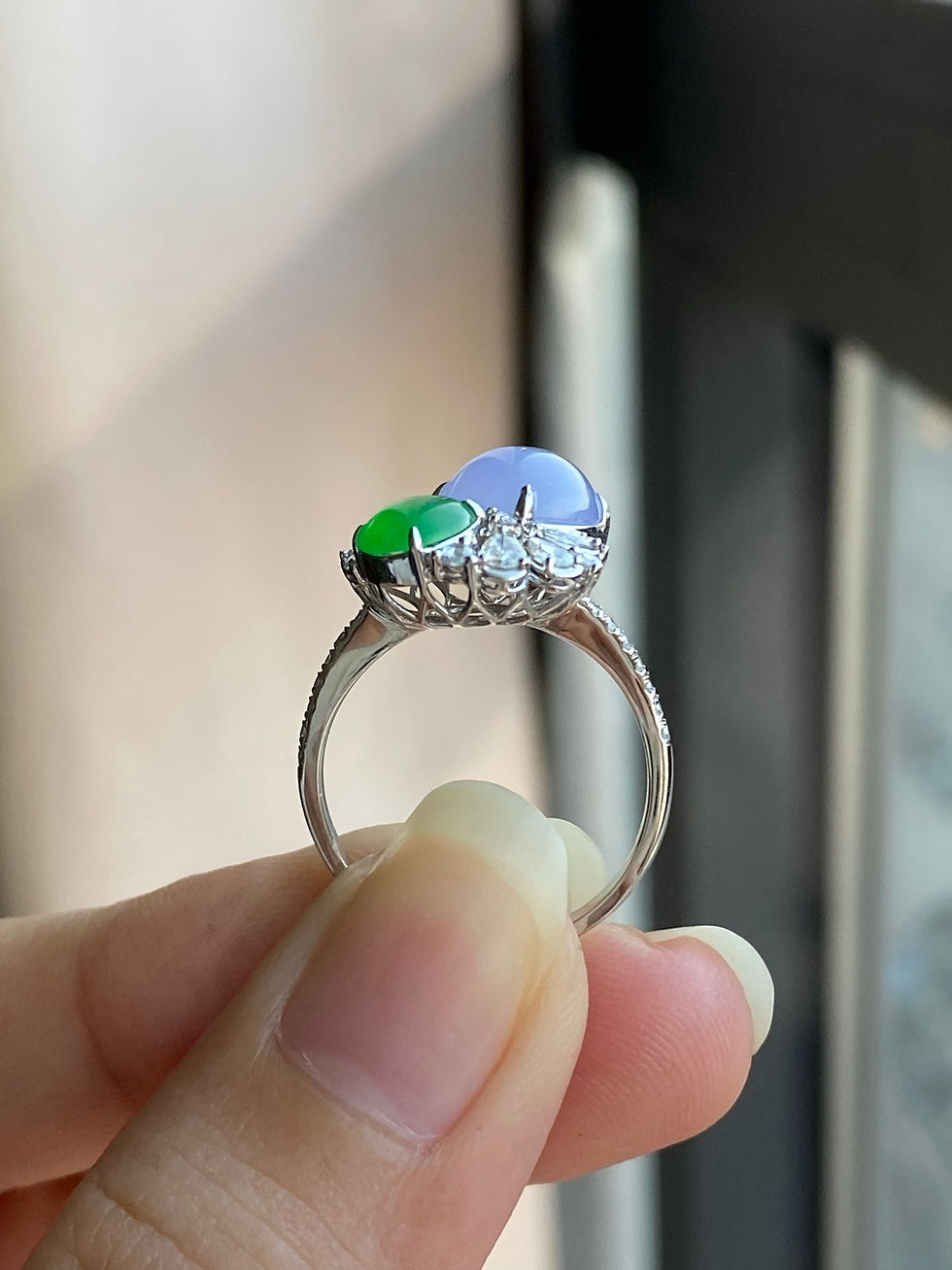 Hình thu nhỏ: Nhẫn Cabochon ngọc Jadeite A vàng 18K