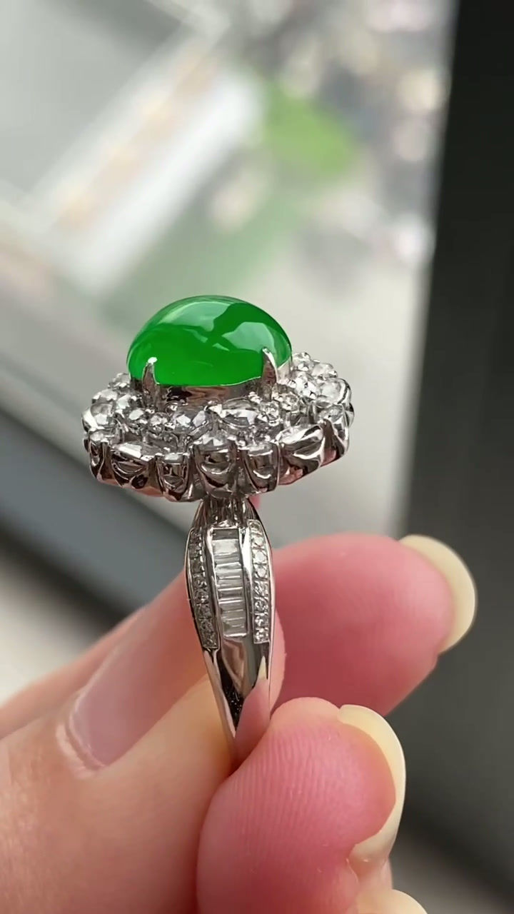 Hình thu nhỏ: Nhẫn Cabochon ngọc Jadeite A