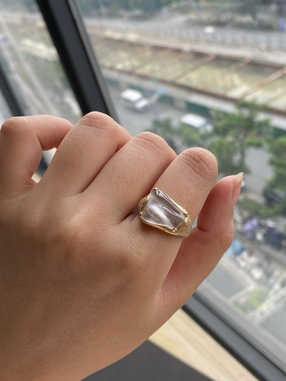 Hình thu nhỏ: Nhẫn Freestyle ngọc Jadeite A vàng 18K