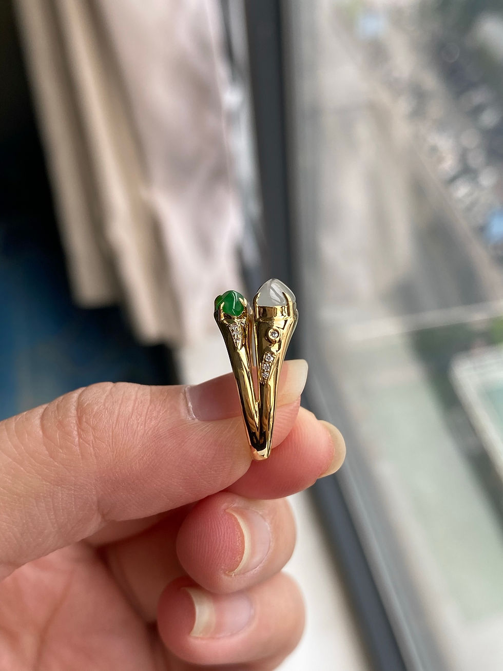 Hình thu nhỏ: Nhẫn Freestyle ngọc Jadeite A vàng 18K