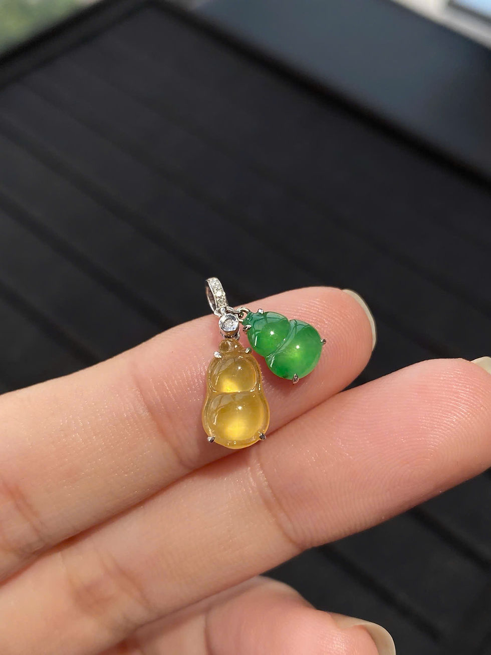 Hình thu nhỏ: Mặt dây chuyền Phúc đáo ngọc Jadeite A vàng 18K