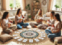DALL·E 2024-07-06 22.54.20 - A postnatal support workshop with four young mothers sitting