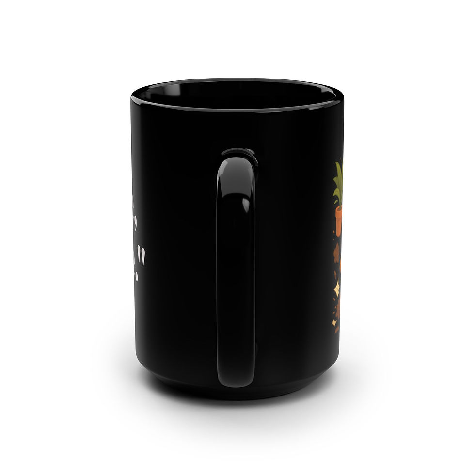 Thumbnail: Funny 15oz Black Mug — "Oh Me, I'm Fine" with Cartoon Anxious Dog