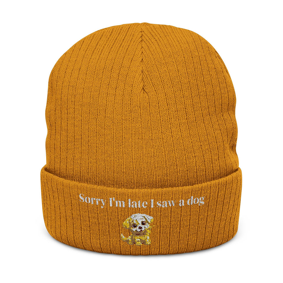 Thumbnail: Ribbed Knit Beanie (Embroidery)