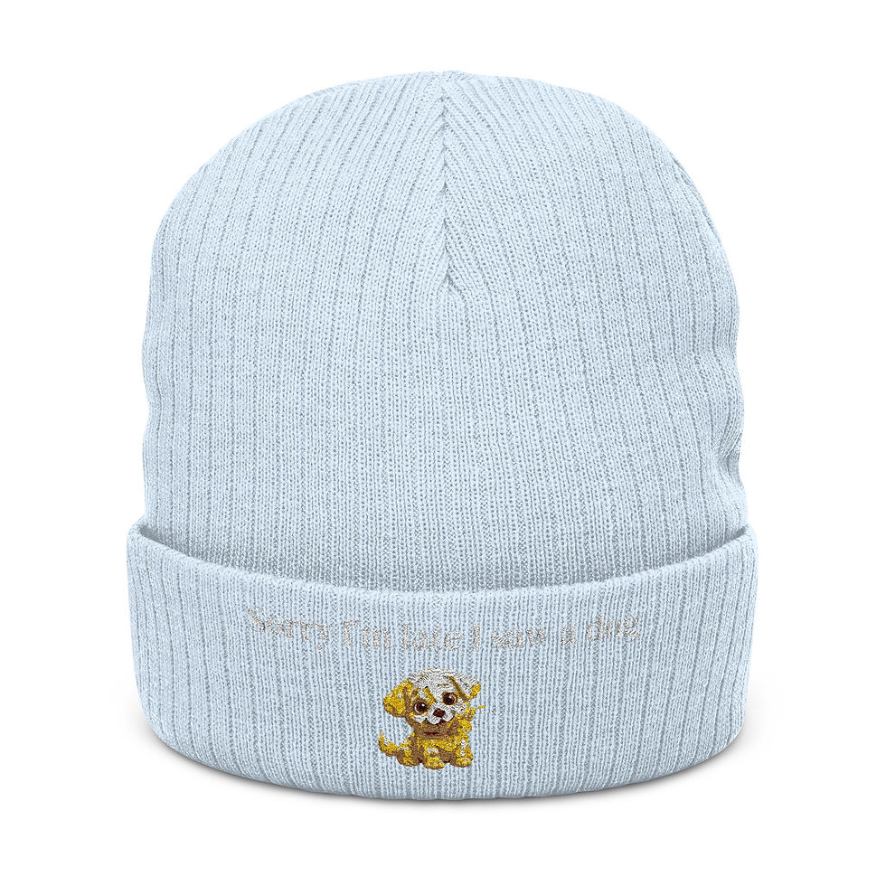Thumbnail: Ribbed Knit Beanie (Embroidery)