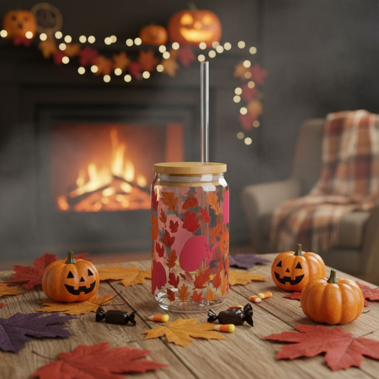 Glass Autumn Sipper 16oz