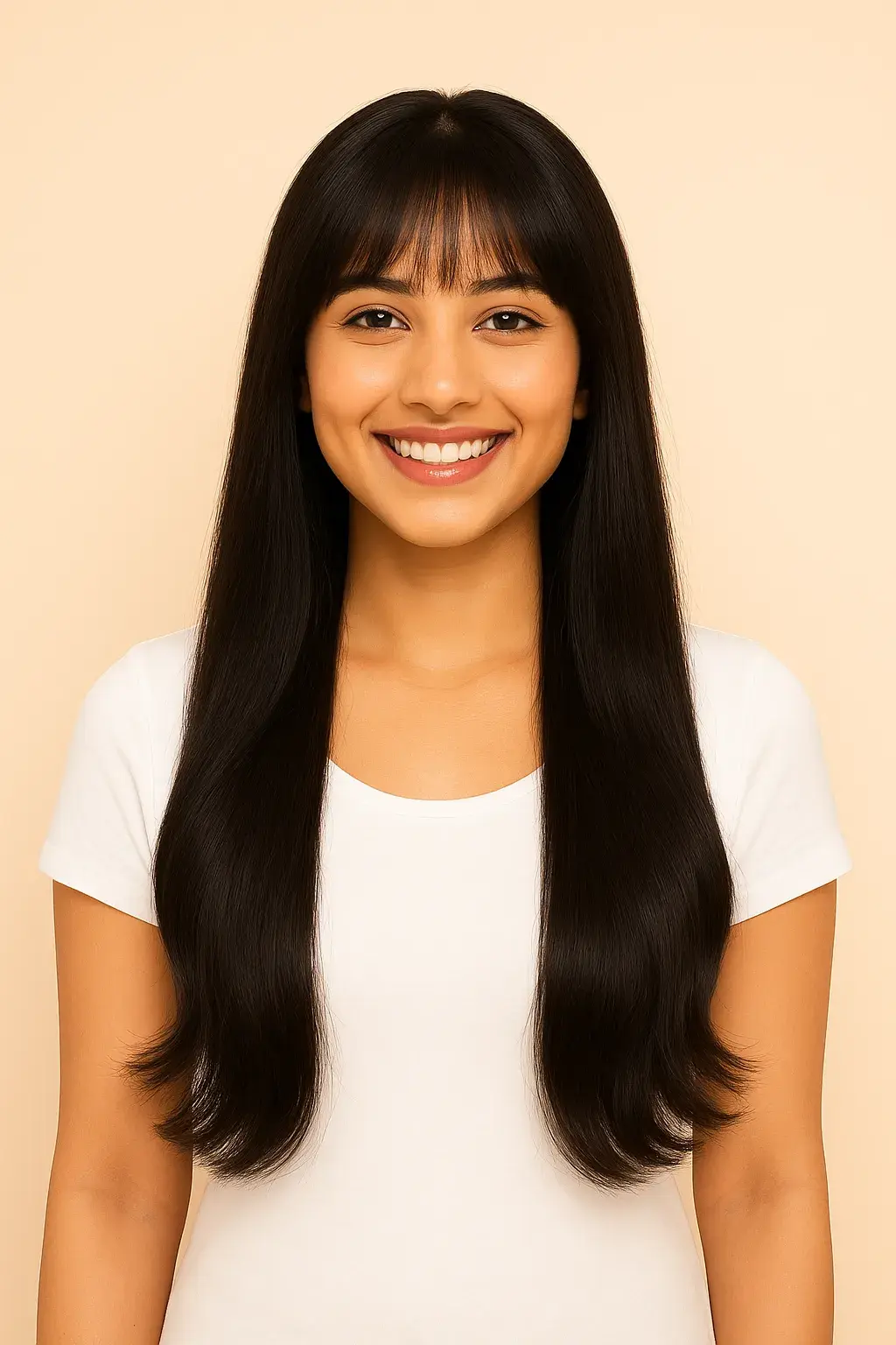 Full Wig With Fringe Black Straight