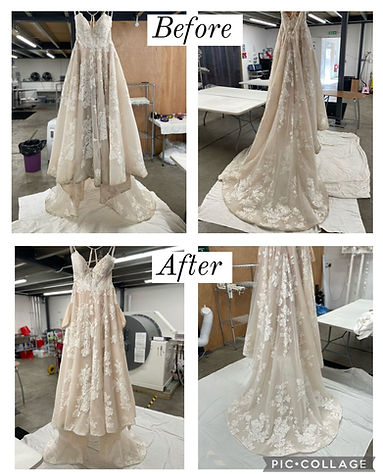 Wedding dress before and after restoration