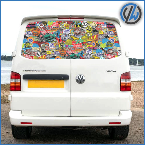 Camper VW T5/T6 Rear Door Panel Printed Vinyl VW Aircooled Retro ...