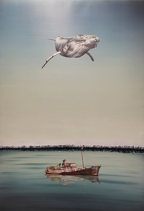 Bleu IX,Songe de cétacés, oil on canvas, 88x130cm, 2022