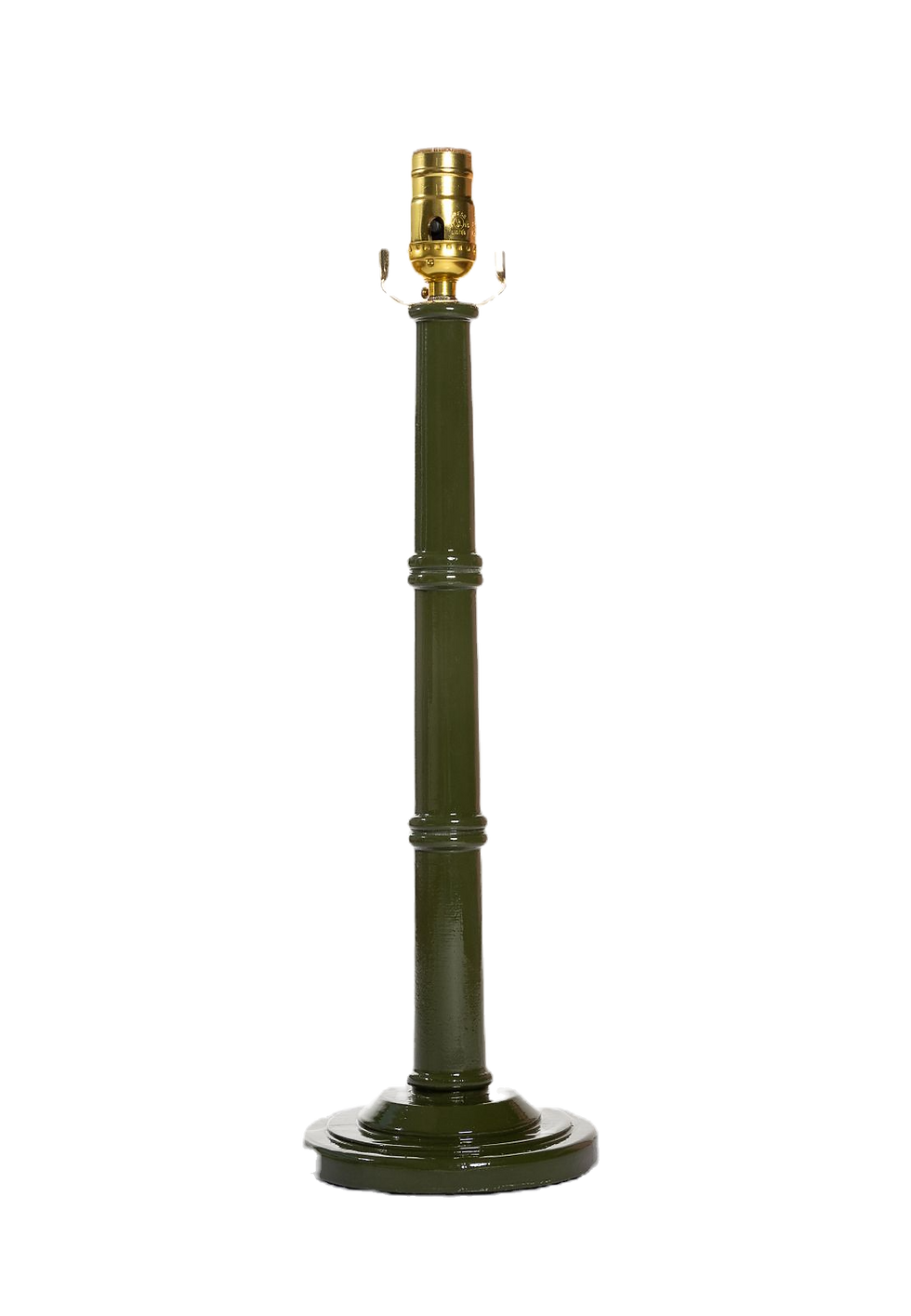 Base de lámpara artesanal en madera lacada verde, hecha por ZIBAL.