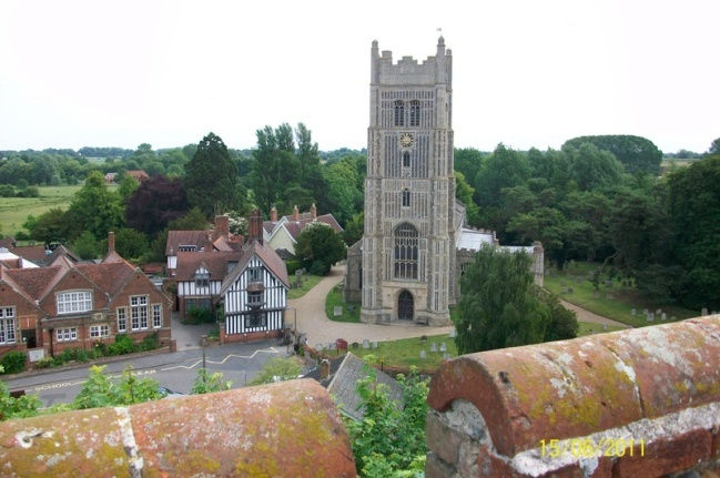 Eye: View of the church & Guildhall from the castle 