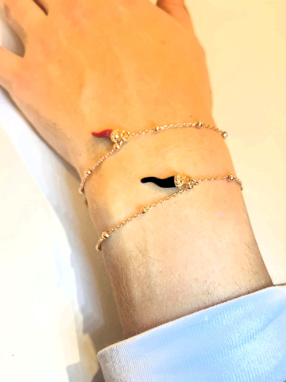 Miniatura: Bracciale cornetto catena rosario