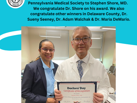 Congratulations to Stephen Shore, MD, for receiving the Doctor's Day Award from the PAMED Society
