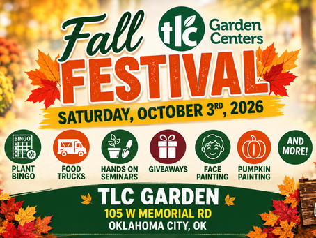 ππ FALL FESTIVAL AT TLC GARDEN CENTER MEMORIAL! π Join us for a fun-filled day featuring Plant Bingo, Food Trucks, Seminars, Hands-On Seminars, Giveaways, Face Painting, Pumpkin Painting & prizes!