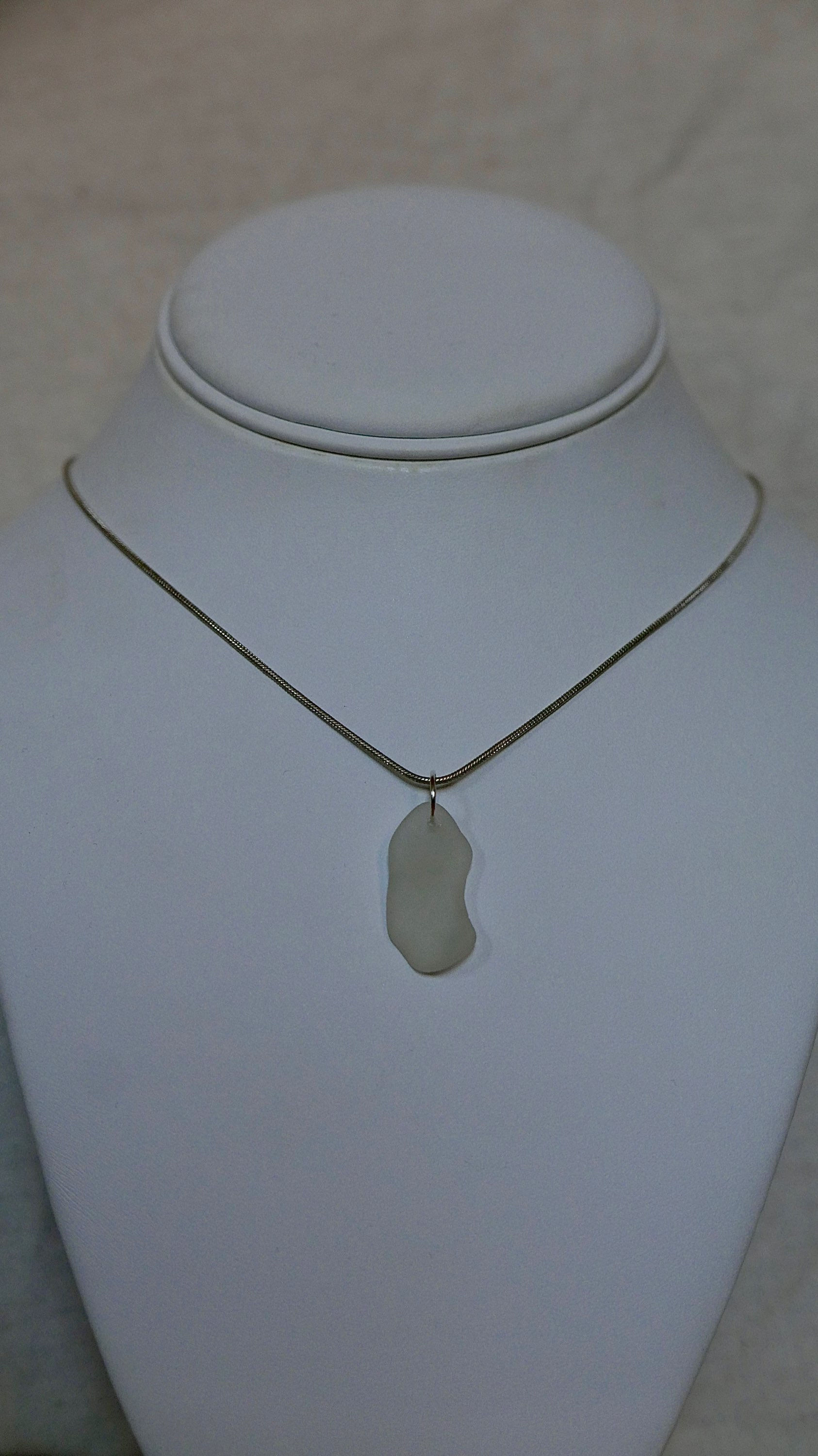 white seaglass necklace 