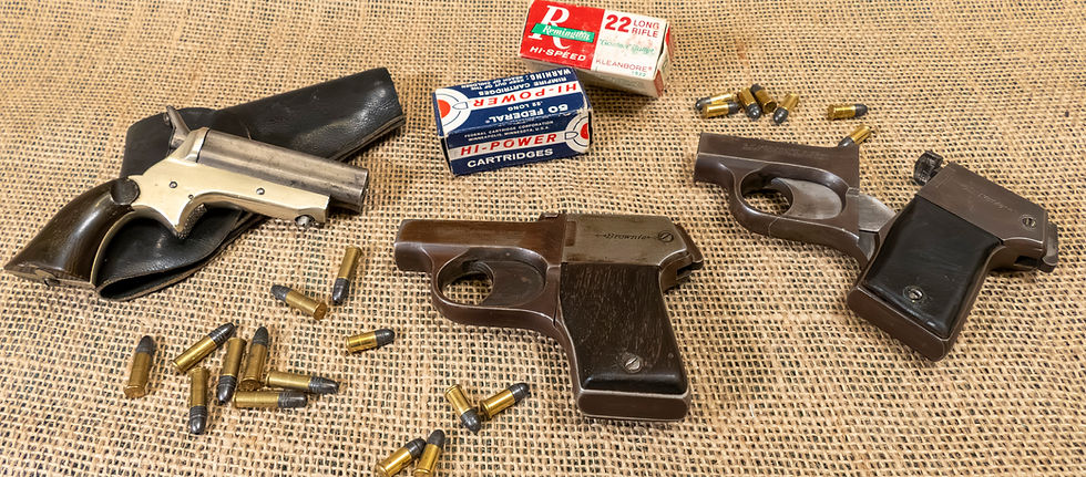 Two O.F. Mossberg & Sons Brownies of the 1920s, along with a Sharps-style single-action modeled after an Old-West classic. Photo by Kelly Bostian/KJBOutdoors