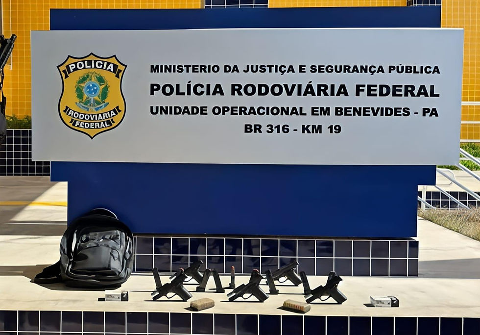 PRF apreende cinco pistolas e 100 munições escondidas em ônibus na BR-316, em Benevides