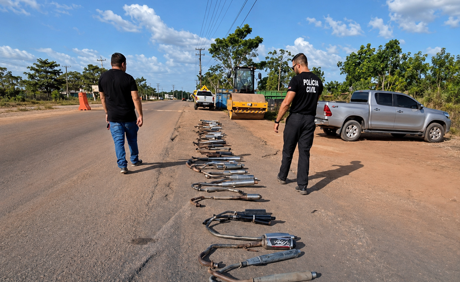 Polícia de Tomé-açú faz operação contra escapamentos adulterados (Foto: Saiba Agora Pará)