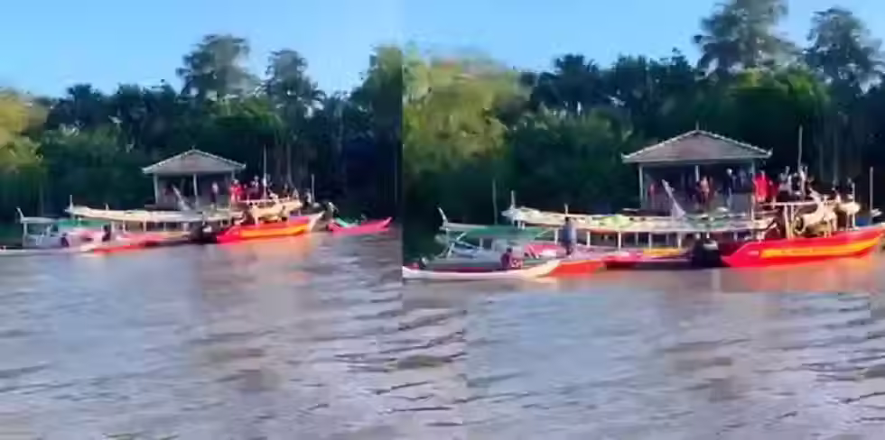 Dois jovens morrem após colisão entre rabetas em rio de Igarapé-Miri, no Pará — Foto: Reprodução/TV Liberal
