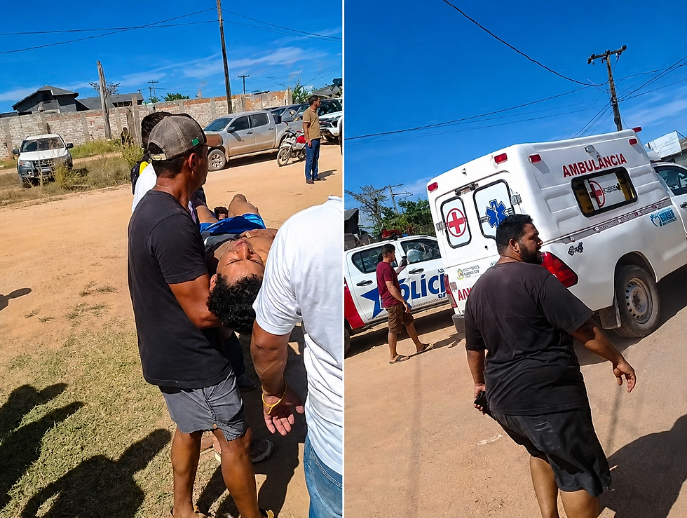 homem foi socorrido no local, levado de helicóptero e, em seguida, transportado de ambulância até o hospital mais próxim — Foto: TV Liberal