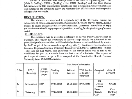 📄Osmania BE RV Notification FEB 23 Exams
