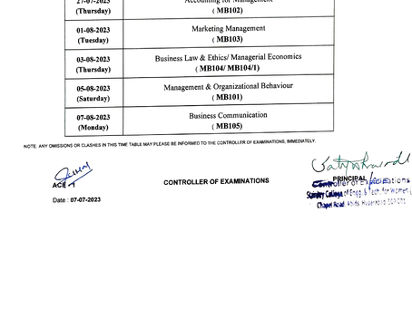 📃MBA 1st Semester Supply Examination July 23