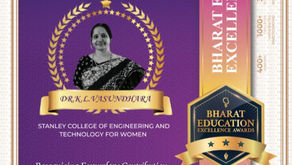 Dr. Kambhampati Lakshmi Vasundhara has been honored with a prestigious Women’s Day Award, presented by NASSCOM & ANUVADN.