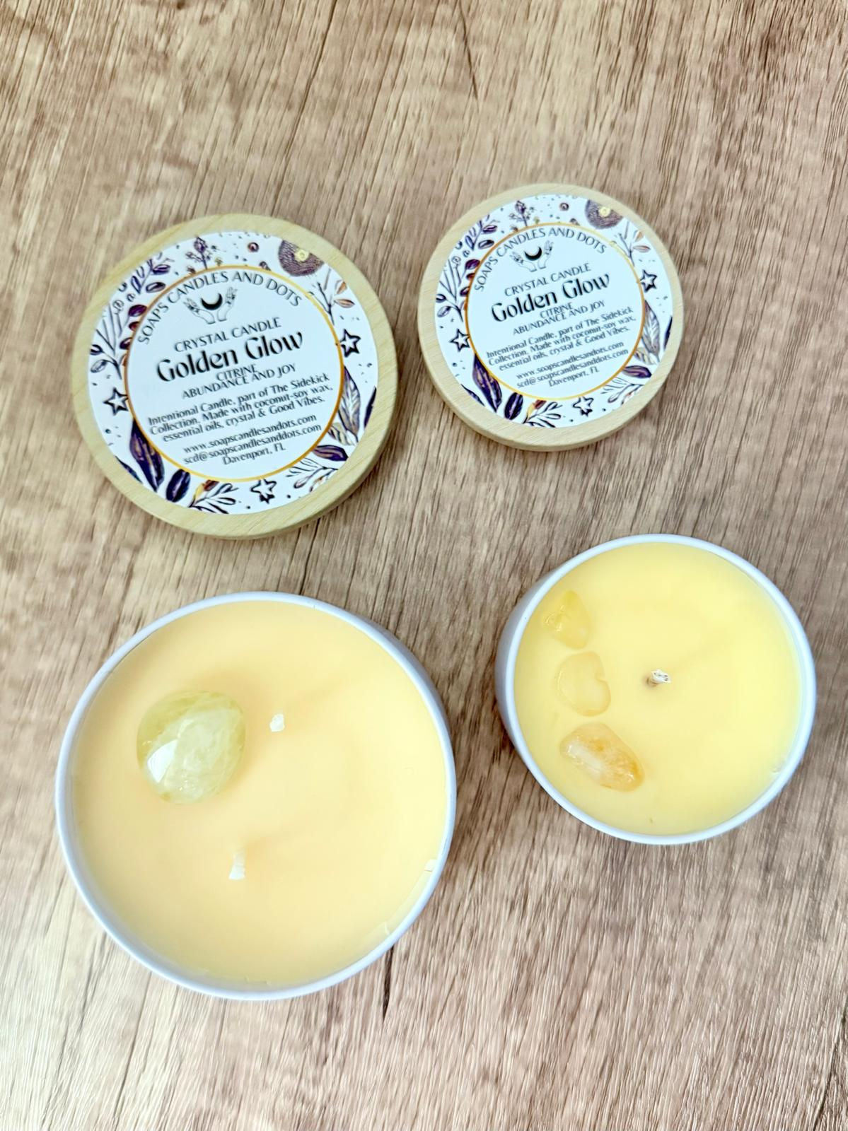 Golden Glow Crystal Candle