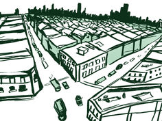 establishing shot of Melly's city of residence