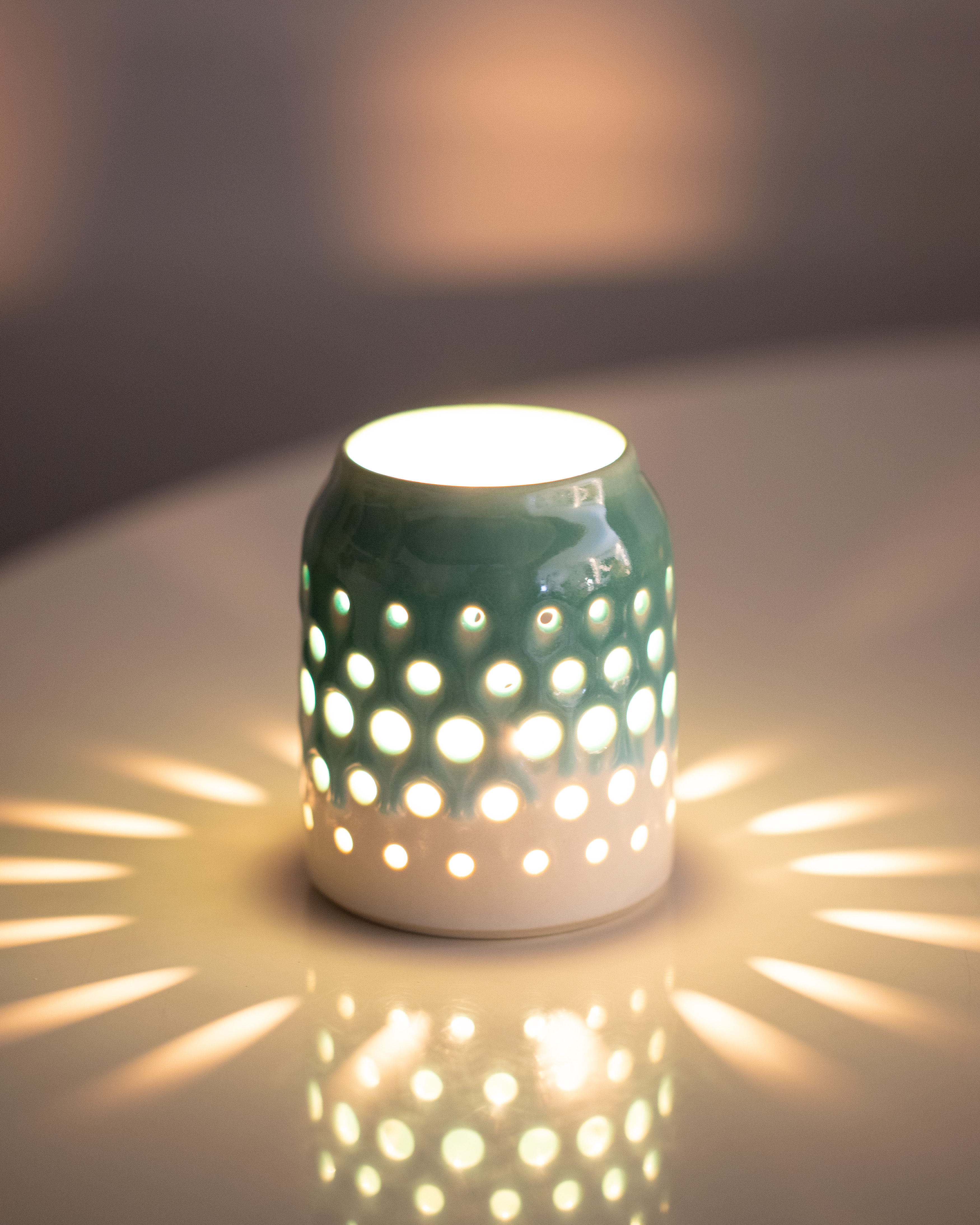 Mini Tealight Lantern - Blue & White