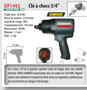 Miniature : Clef à choc 3/4" General Pneumatic GP1492