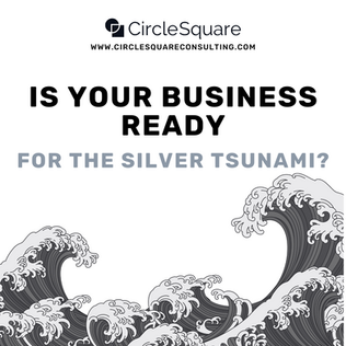 Is your business ready for the silver tsunami? Image with waves. 