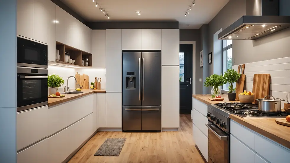 Eye-level view of energy-efficient appliances in a modern kitchen
