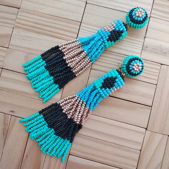 Seed beaded earrings and jewellery